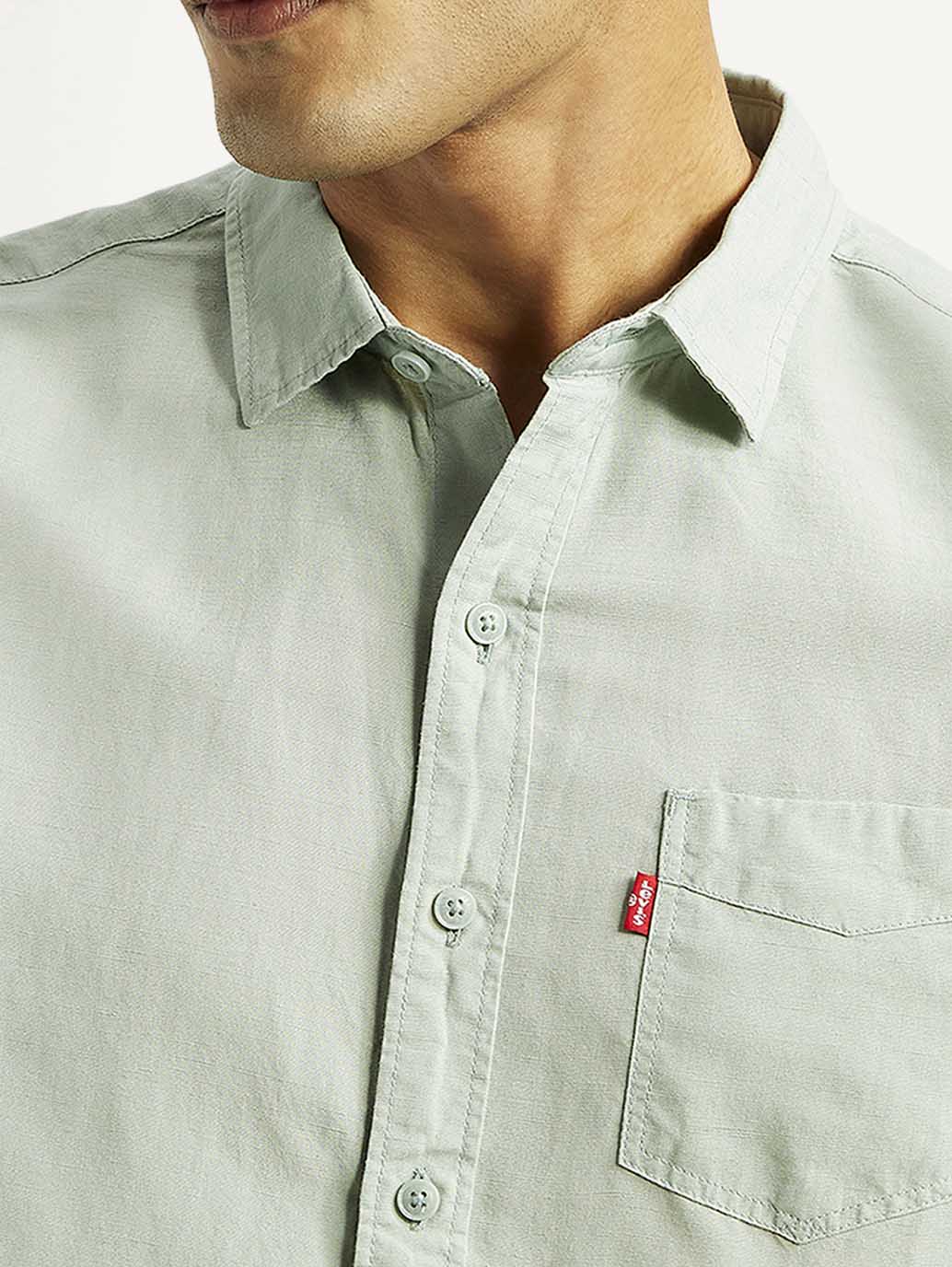 Men's Solid Slim Fit Linen Shirt - Image 4