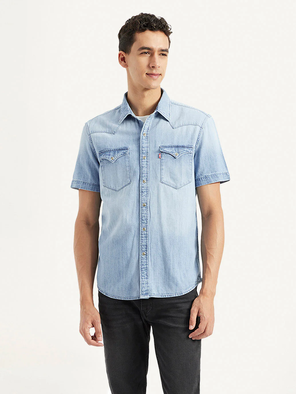 Men's Solid Slim Fit Denim Shirt - Image 2