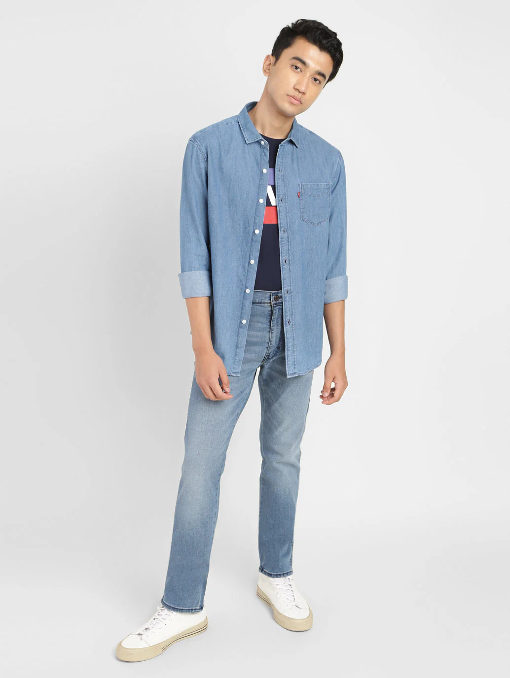 Men's Solid Spread Collar Shirt - Image 2