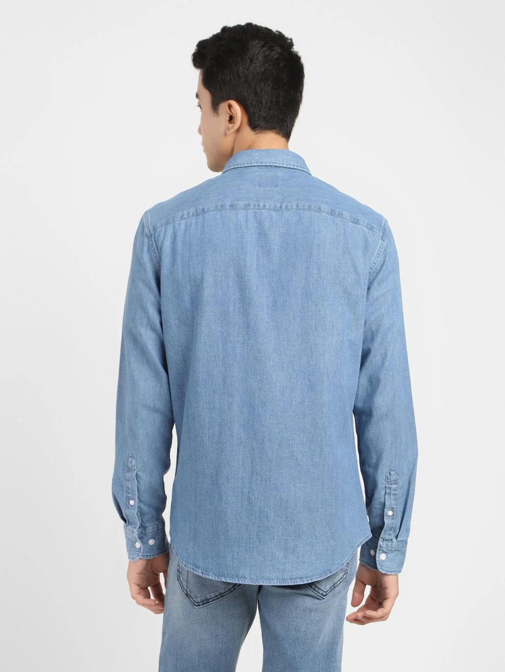 Men's Solid Spread Collar Shirt - Image 3