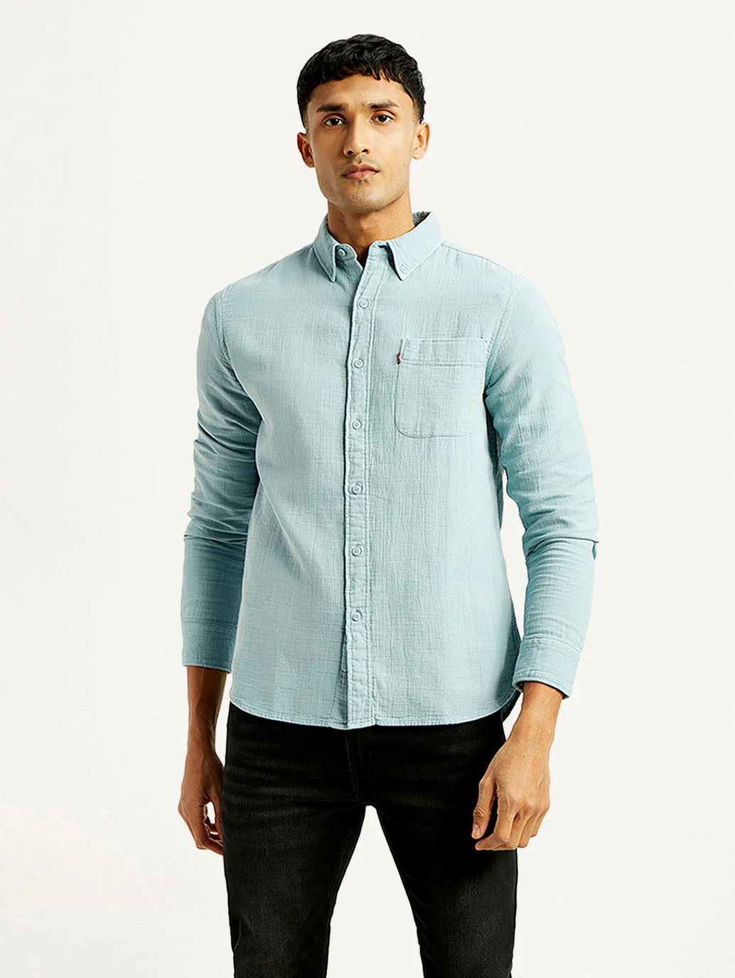 Men's Solid Overdyed Slim Fit Shirt - Image 3