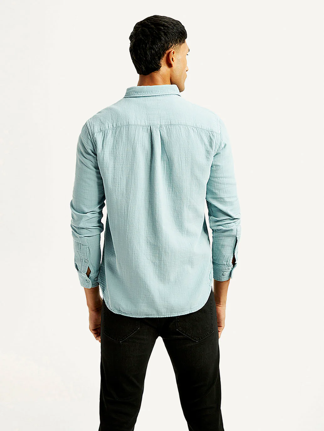 Men's Solid Overdyed Slim Fit Shirt - Image 4