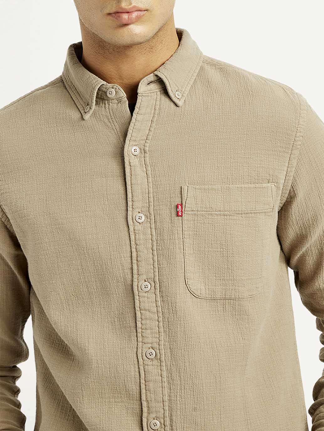 Men's Solid Overdyed Slim Fit Shirt - Image 5