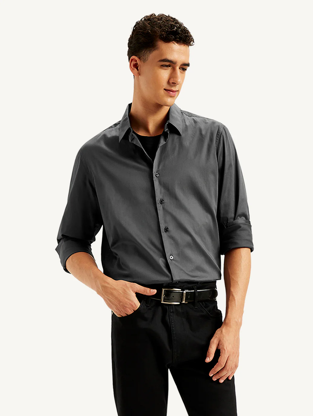 Men's Redloop Solid Slim Fit Shirt - Image 2