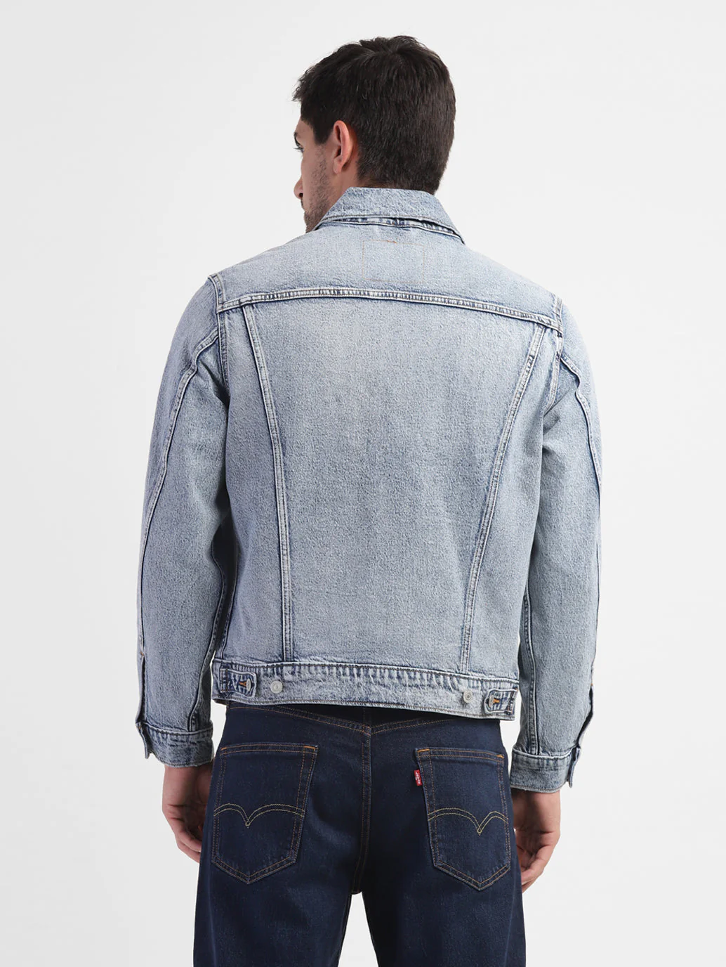Men's Solid Spread Collar Denim Jacket - Image 3