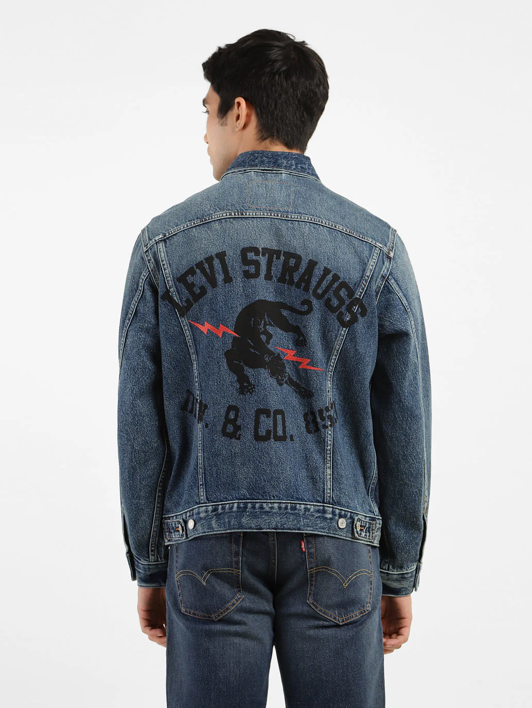 Men's Solid Spread Collar Denim Jacket - Image 3