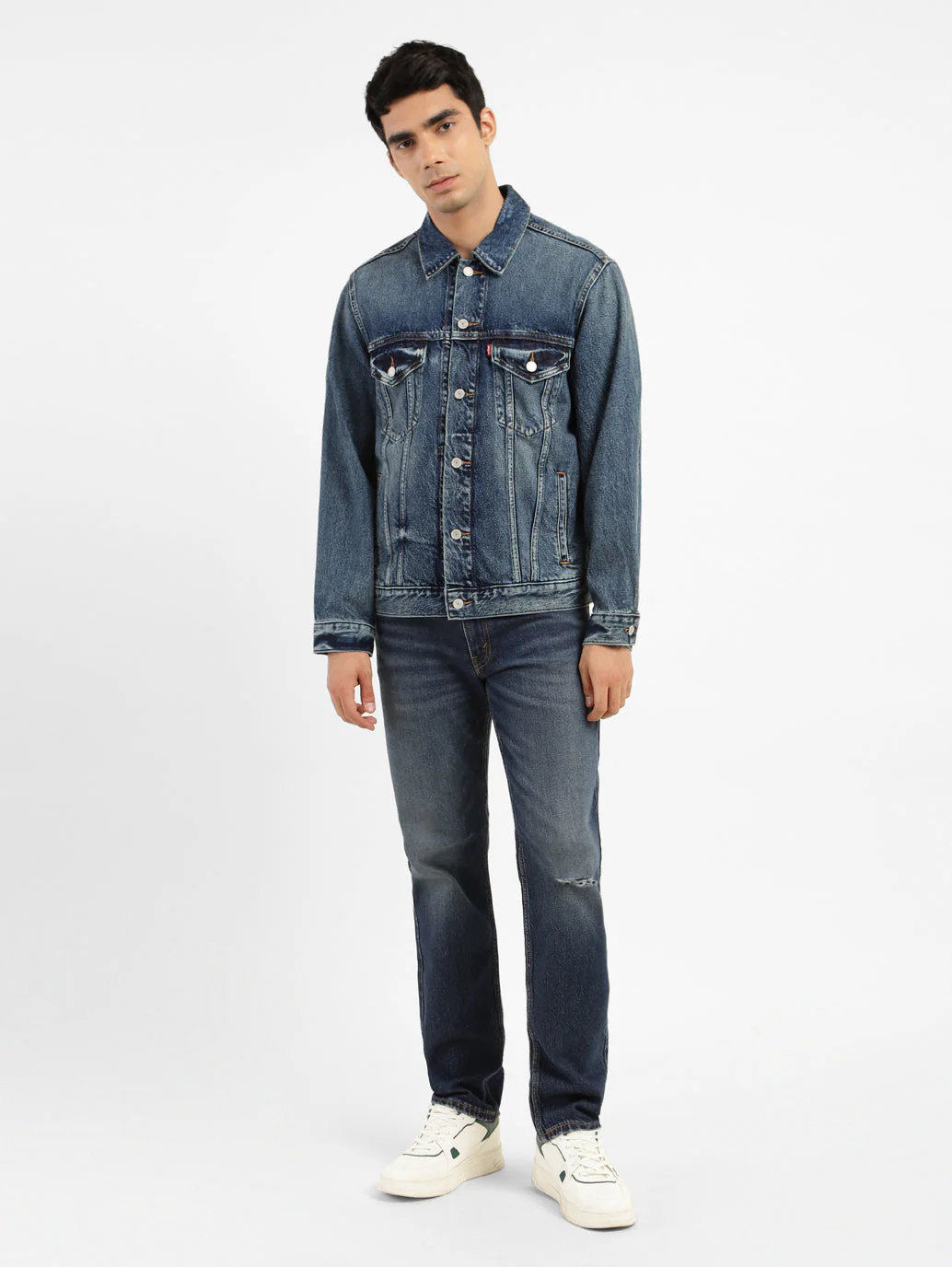 Men's Solid Spread Collar Denim Jacket - Image 6