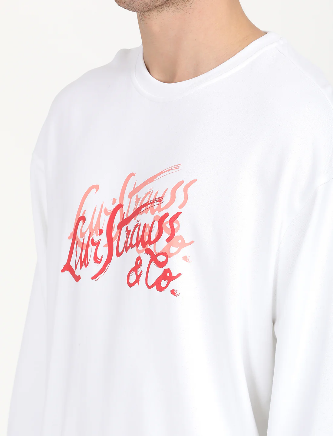 Men's Solid White Crew Neck Sweatshirt - Image 5