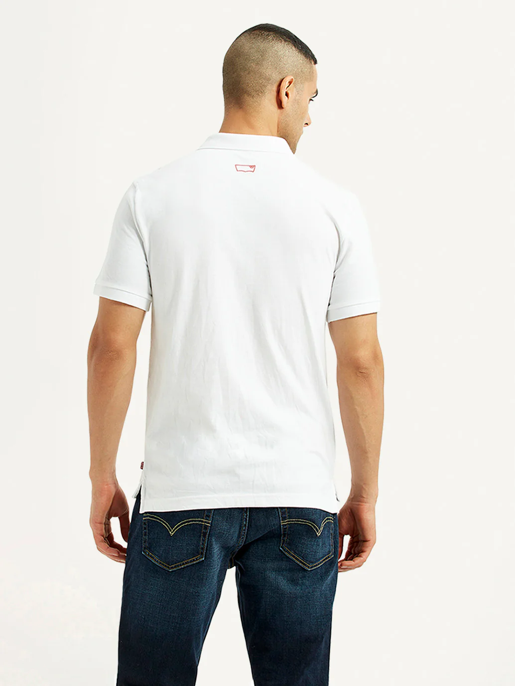 Men's Solid White Polo T-Shirt - Image 2