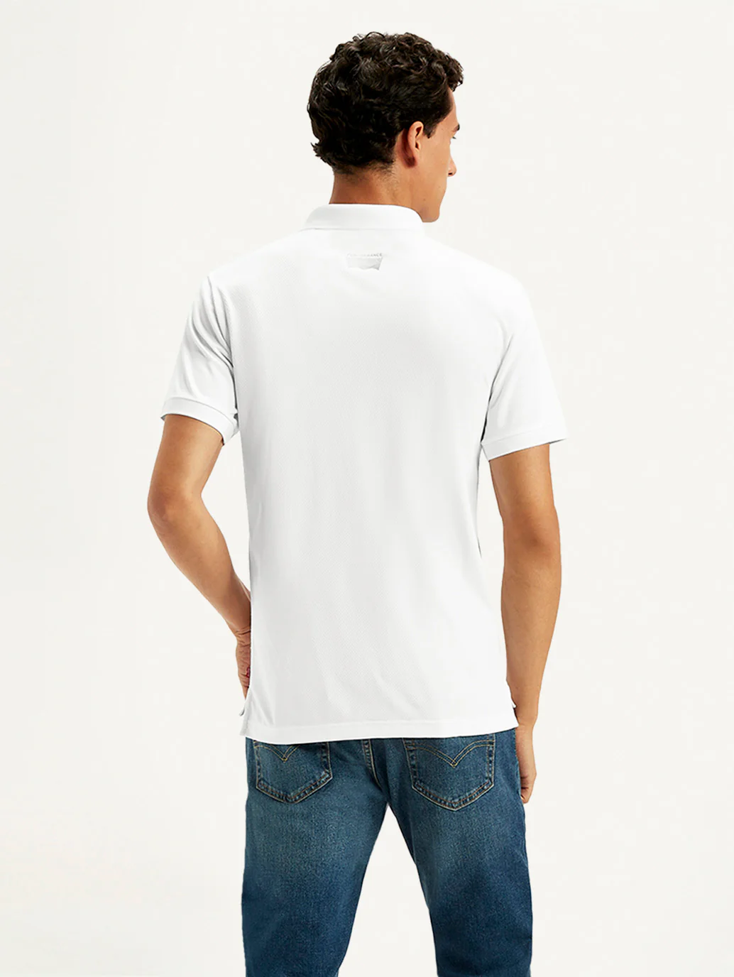 Men's Solid White Polo T-Shirt - Image 3