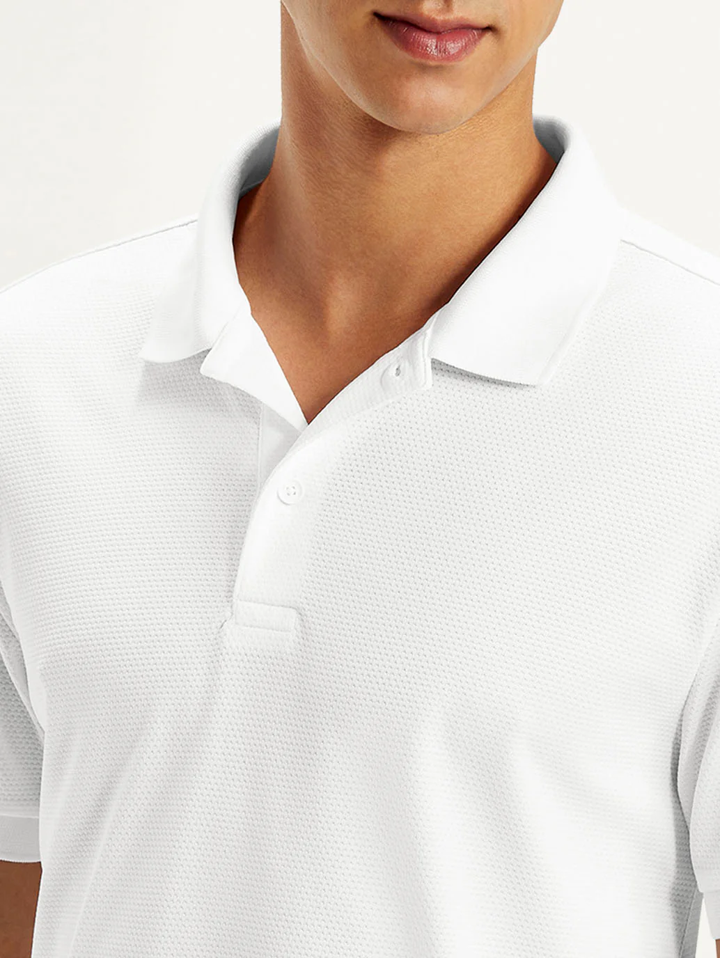 Men's Solid White Polo T-Shirt - Image 4
