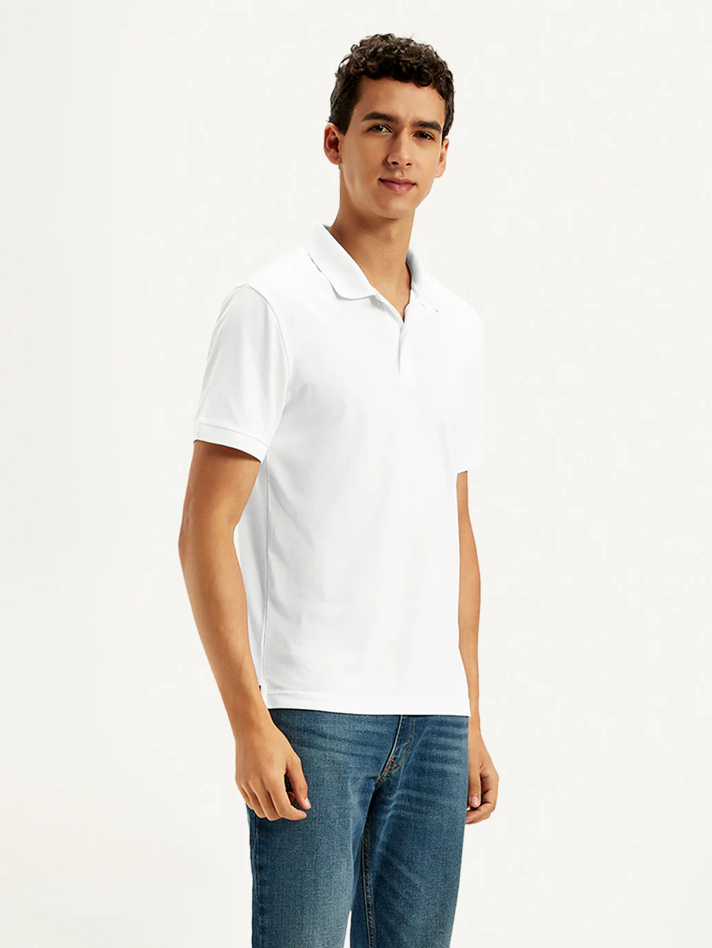 Men's Solid White Polo T-Shirt - Image 5