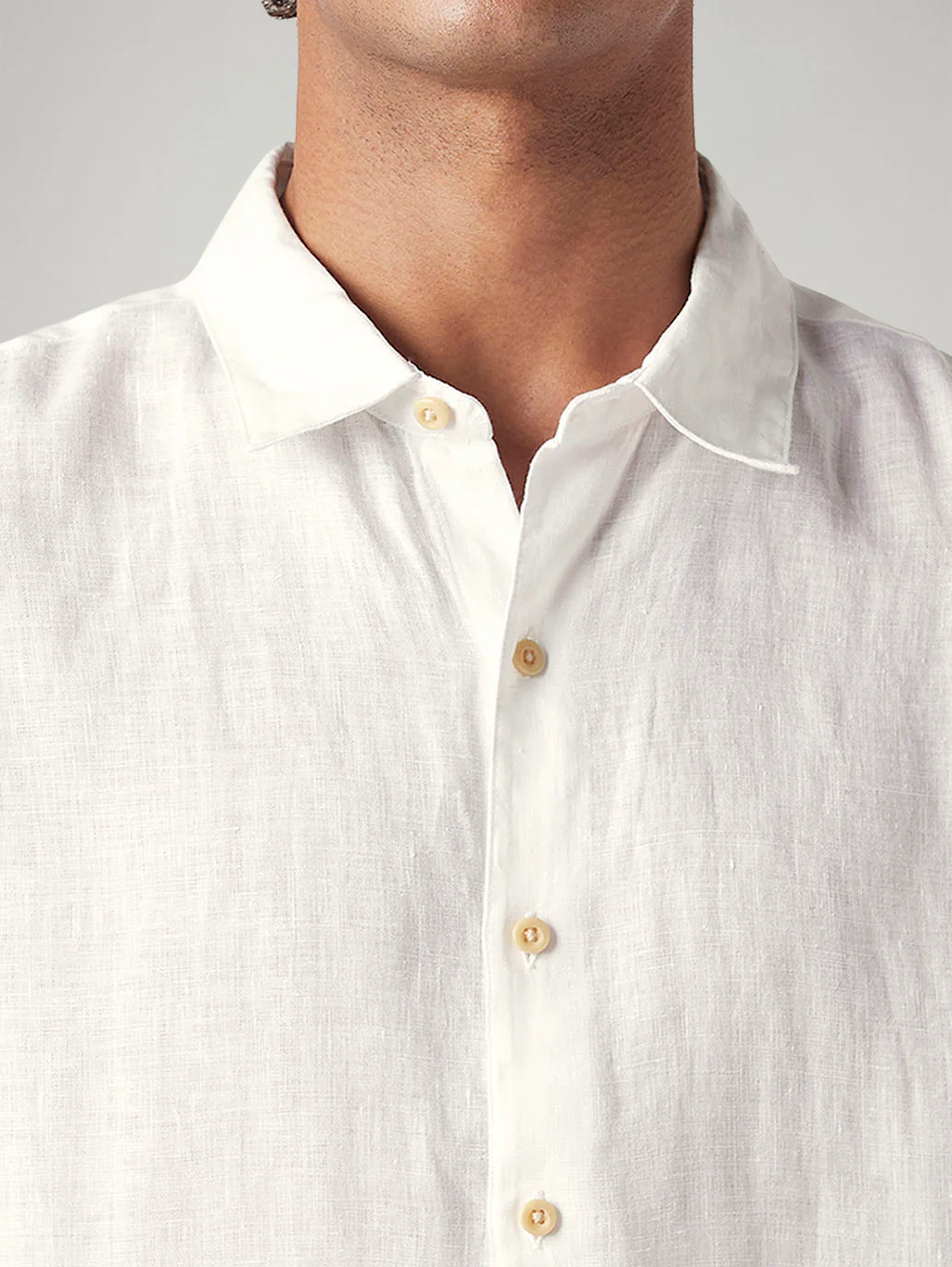 Men's Solid White Slim Fit Linen Shirt - Image 4