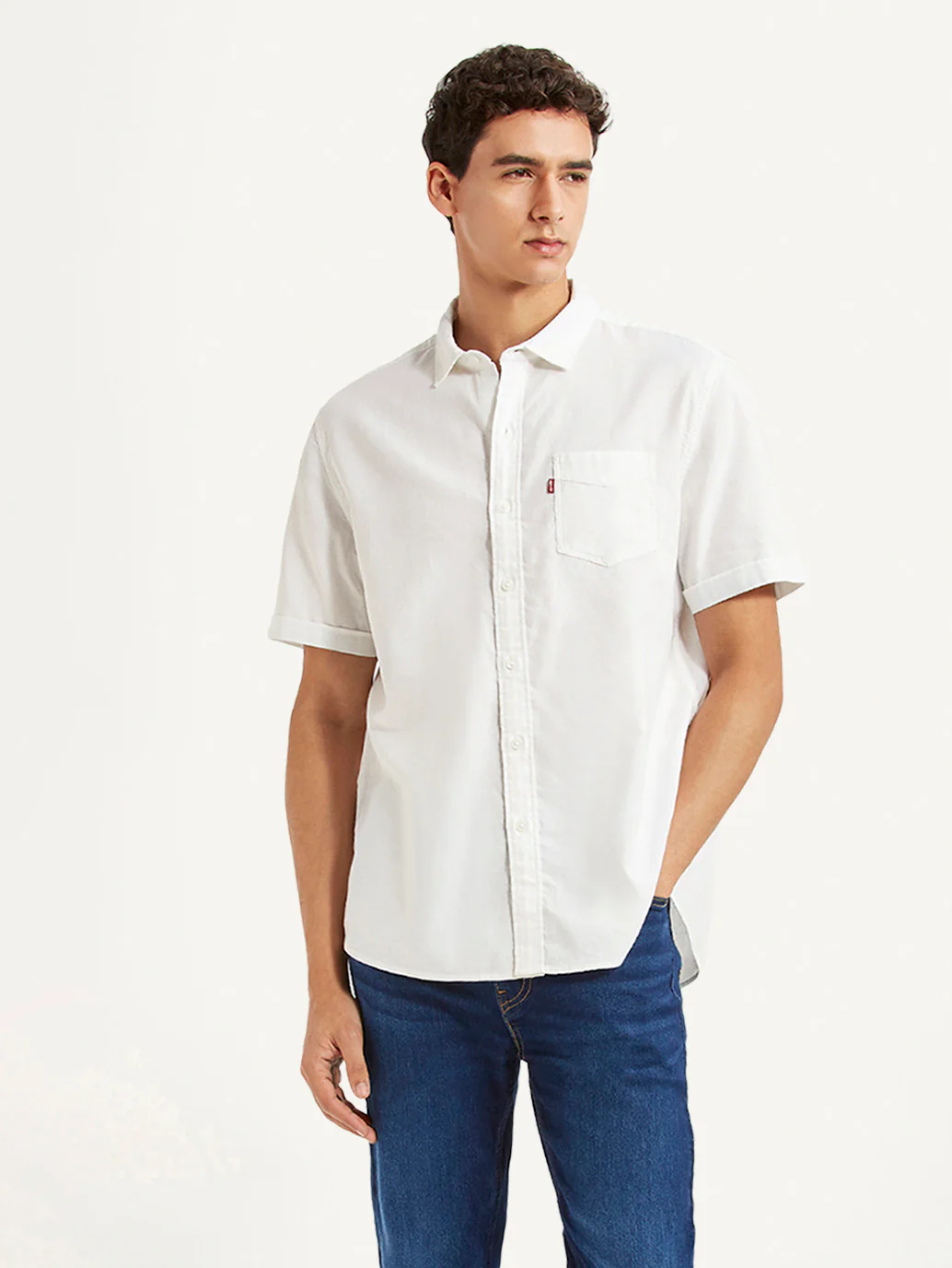 Men's Solid White Slim Fit Oxford Shirt - Image 5
