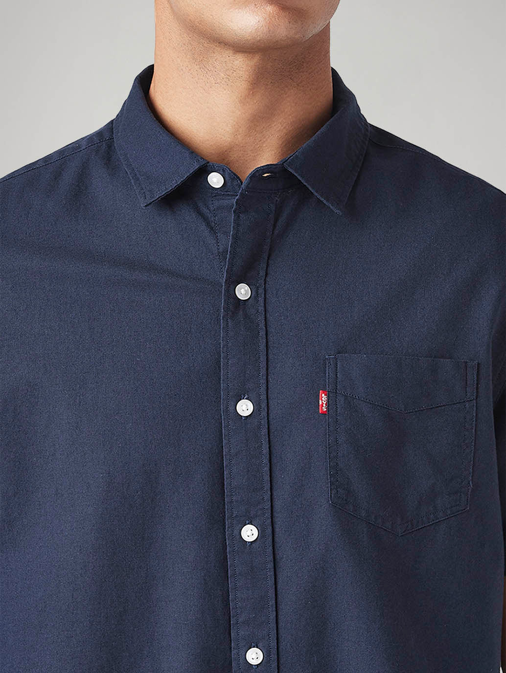 Men's Solid Navy Slim Fit Oxford Shirt - Image 4