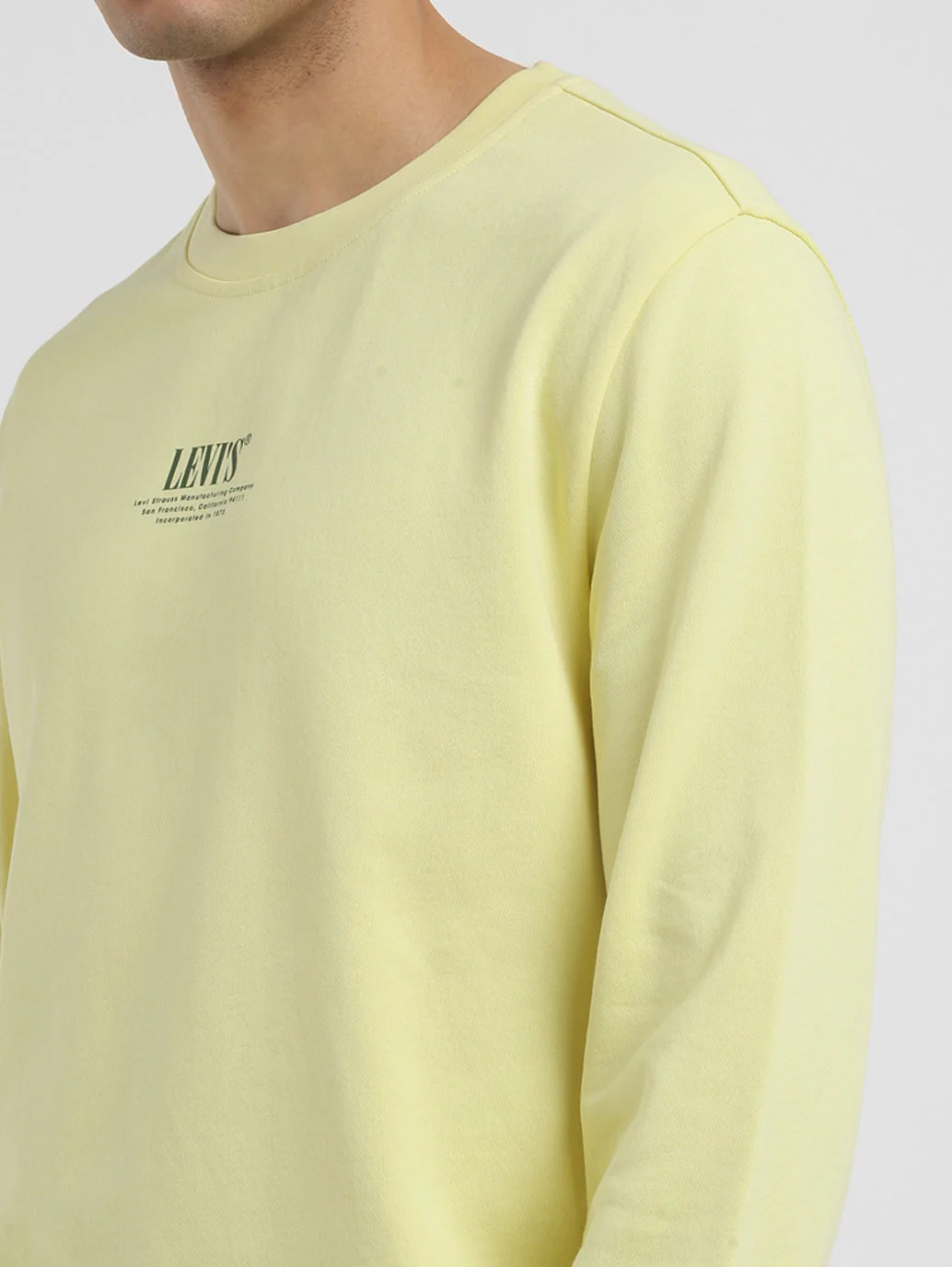 Men's Solid Yellow Crew Neck Sweatshirt - Image 5