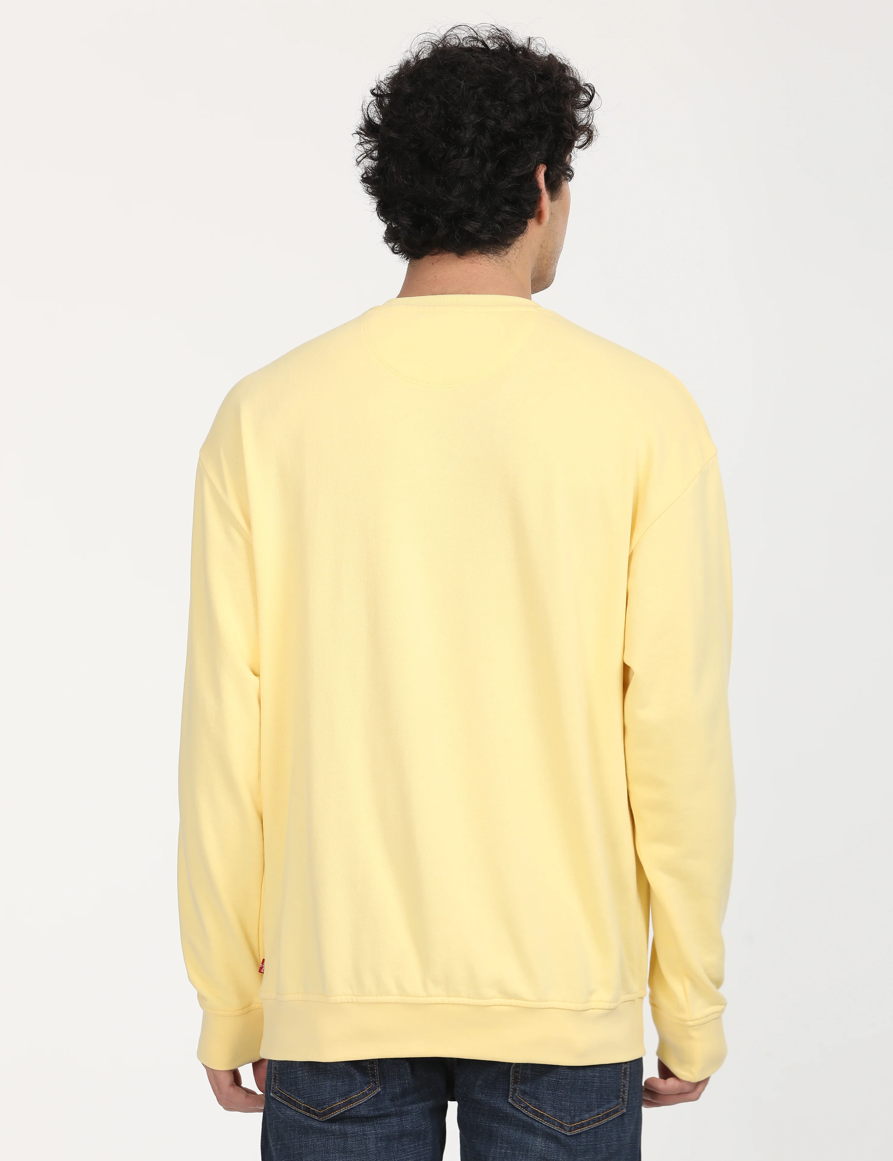 Men's Solid Yellow Crew Neck Sweatshirt - Image 9