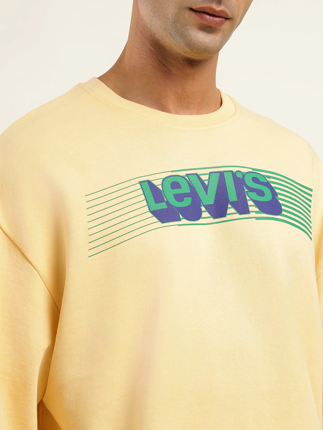 Men's Solid Yellow Crew Neck Sweatshirt - Image 4