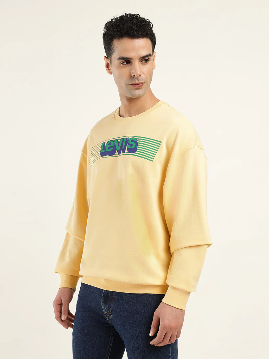 Men's Solid Yellow Crew Neck Sweatshirt - Image 5