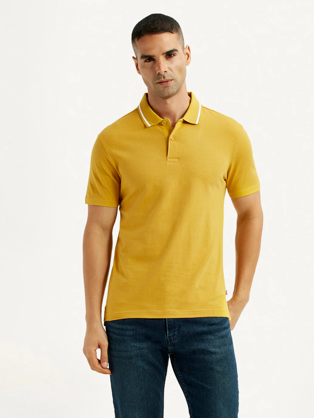 Men's Solid Yellow Polo T-Shirt - Image 5
