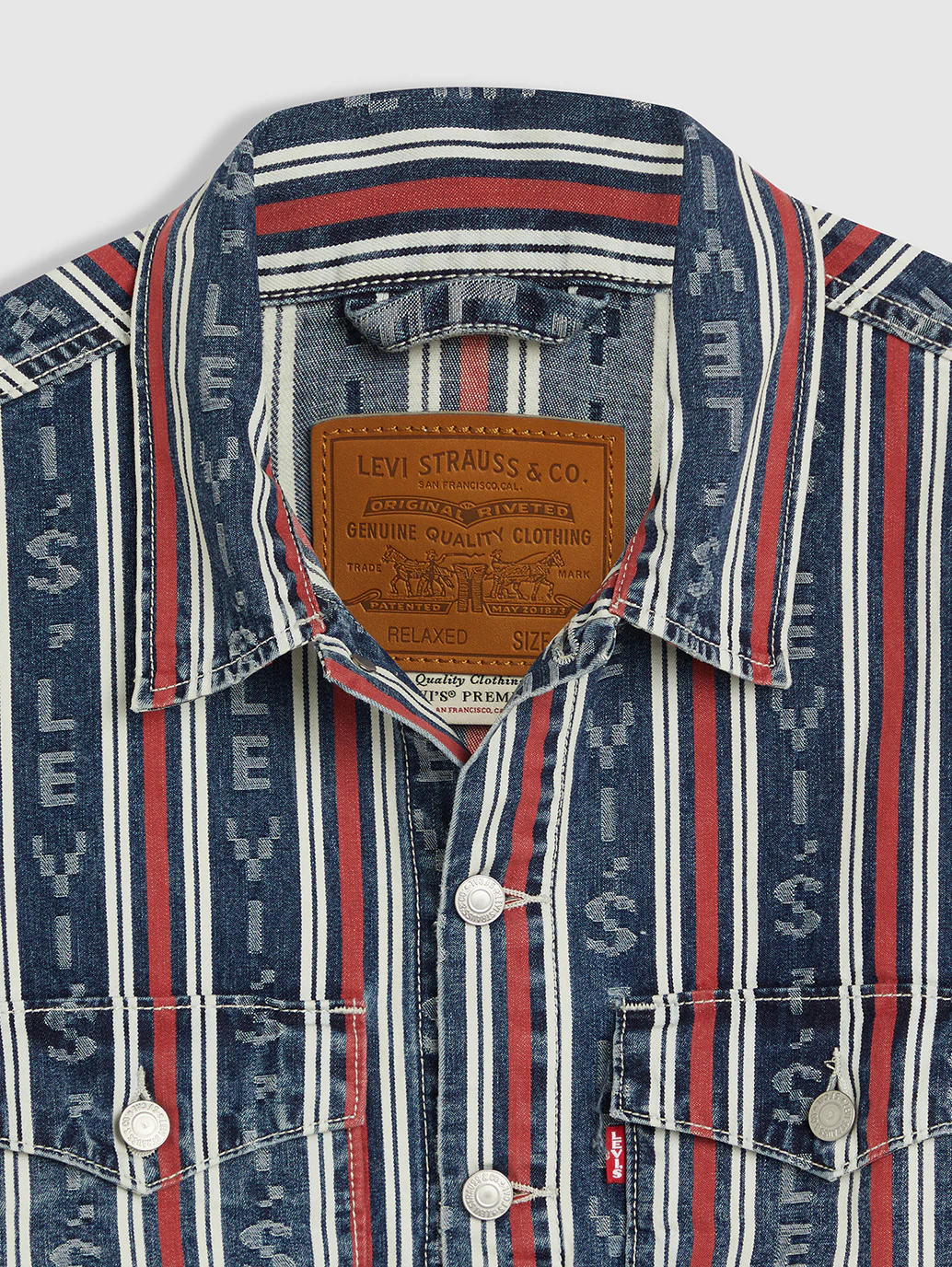 Men's Striped Multicolor Denim Jacket - Image 5