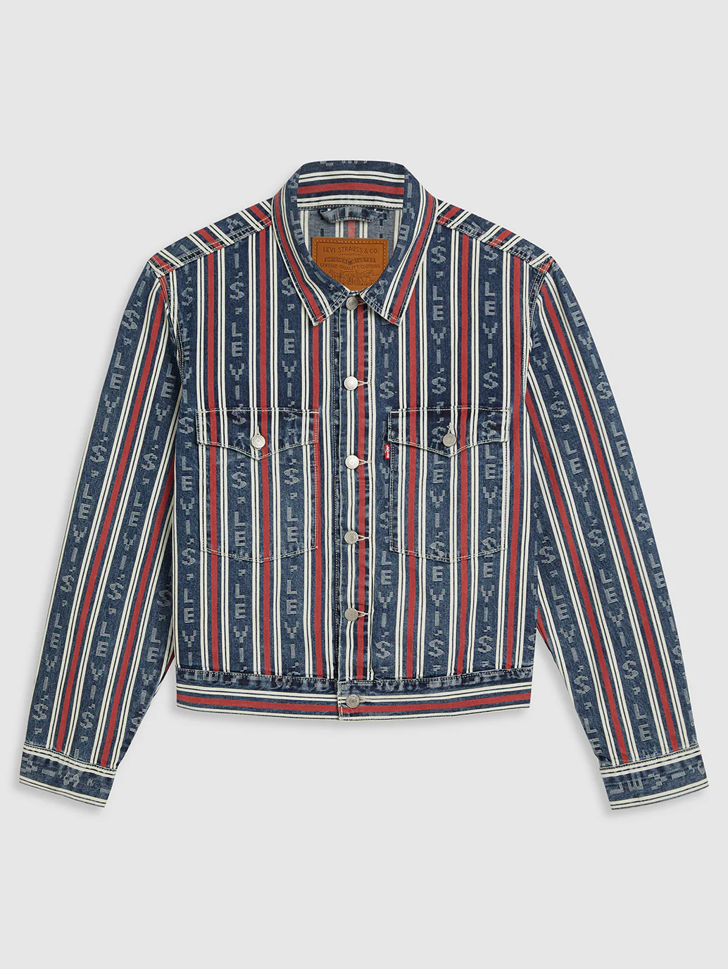 Men's Striped Multicolor Denim Jacket - Image 6