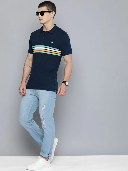 Men's Striped Polo T-shirt - Image 3