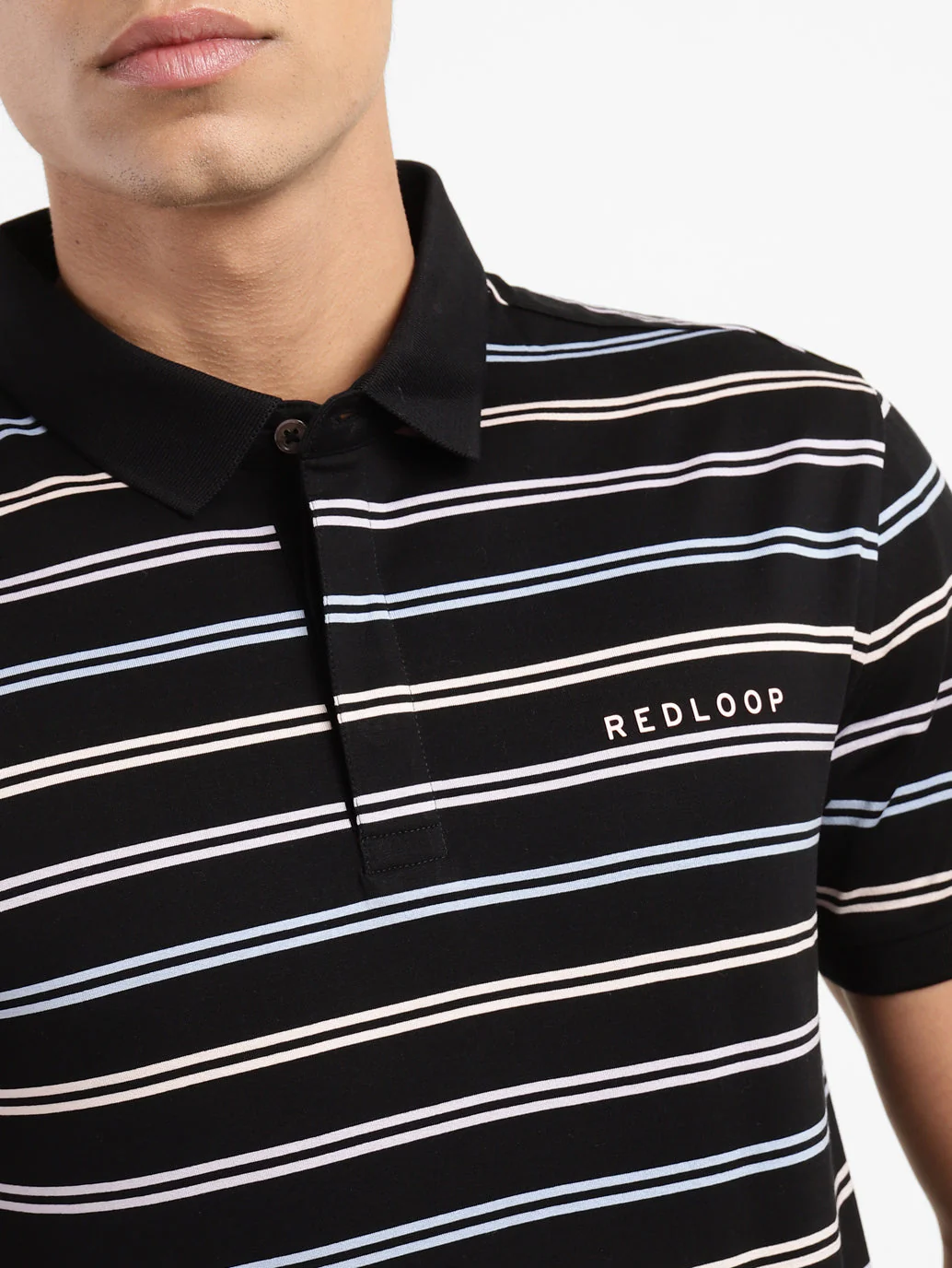Men's Striped Polo Collar T-shirt - Image 5