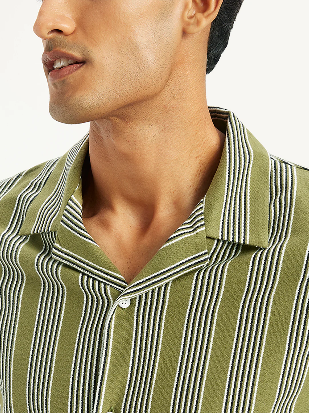 Men's Striped Regular Fit Camp Shirt - Image 4