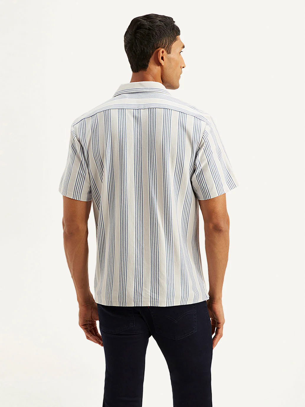 Men's Resort Collar Striped Loose Fit Camp Shirt - Image 3