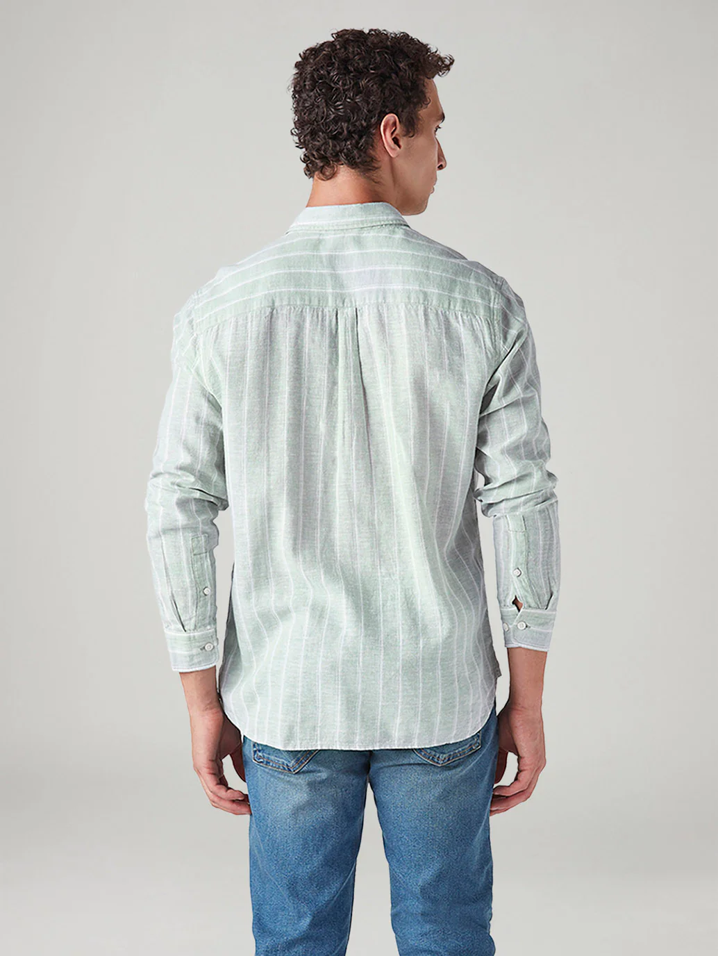 Men's Striped Slim Fit Linen Shirt - Image 3