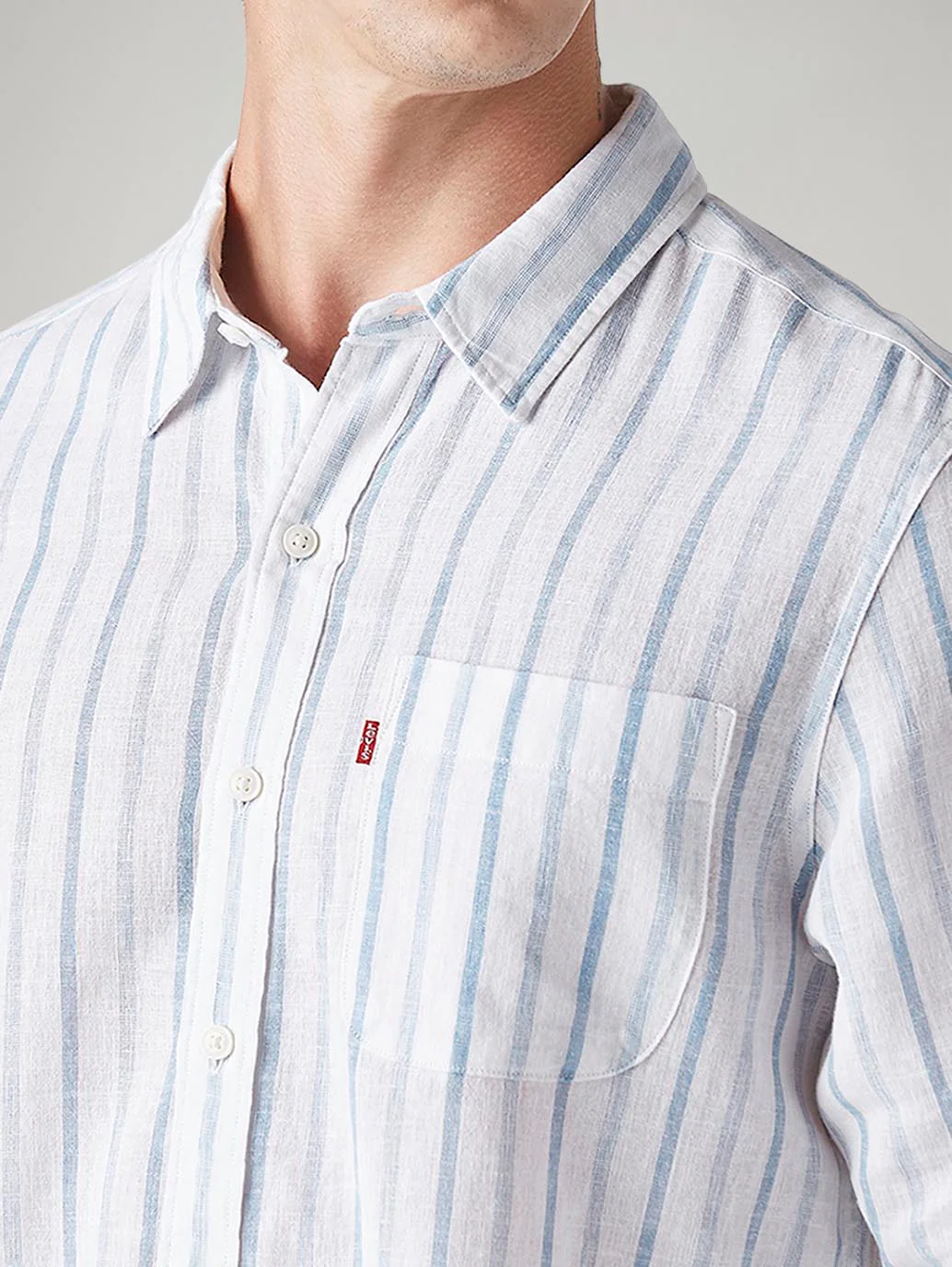 Men's Striped Slim Fit Linen Shirt - Image 4
