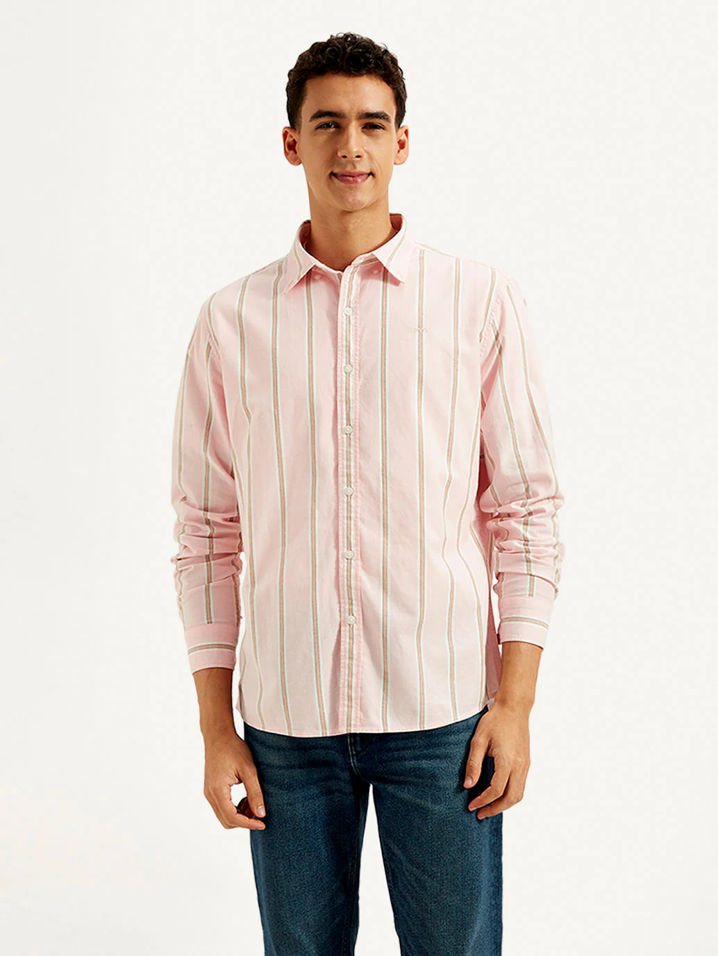 Men's Striped Slim Fit Oxford Shirt - Image 3