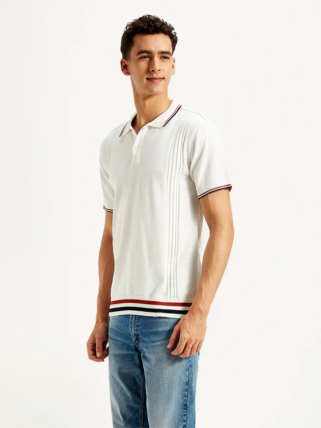 Men's Striped Slim Fit Polo T-Shirt - Image 4