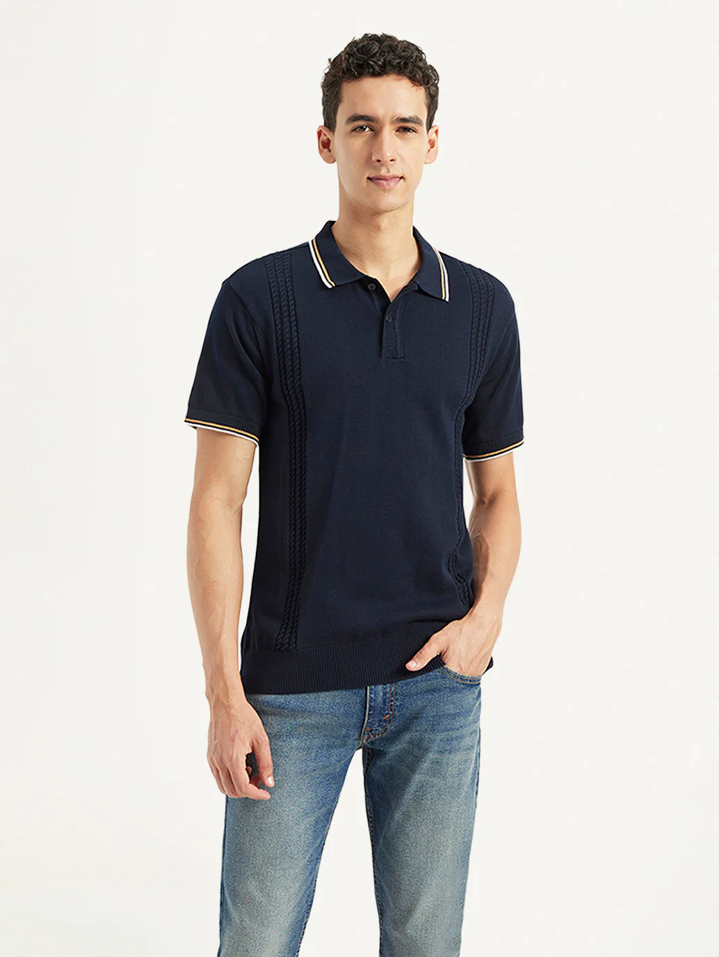 Men's Striped Slim Fit Polo T-Shirt - Image 3