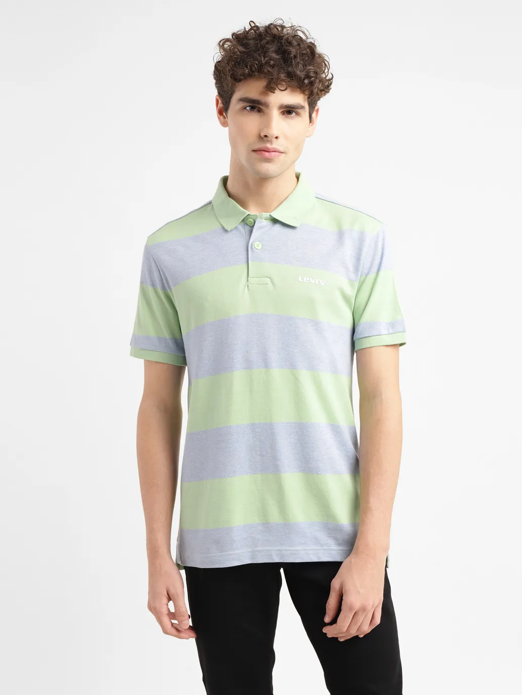 Men's Striped Slim Fit Polo T-shirt - Image 2