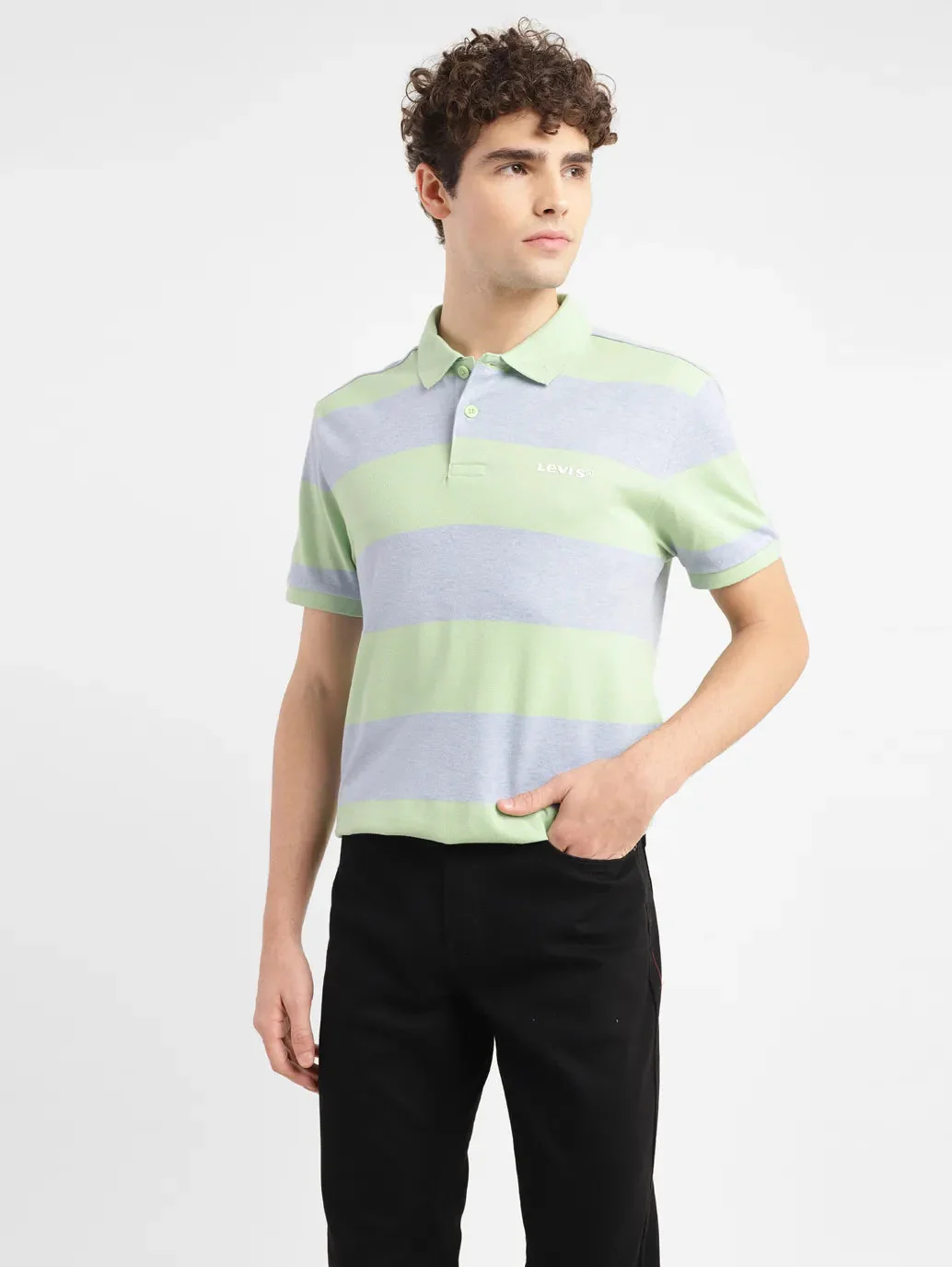 Men's Striped Slim Fit Polo T-shirt - Image 7