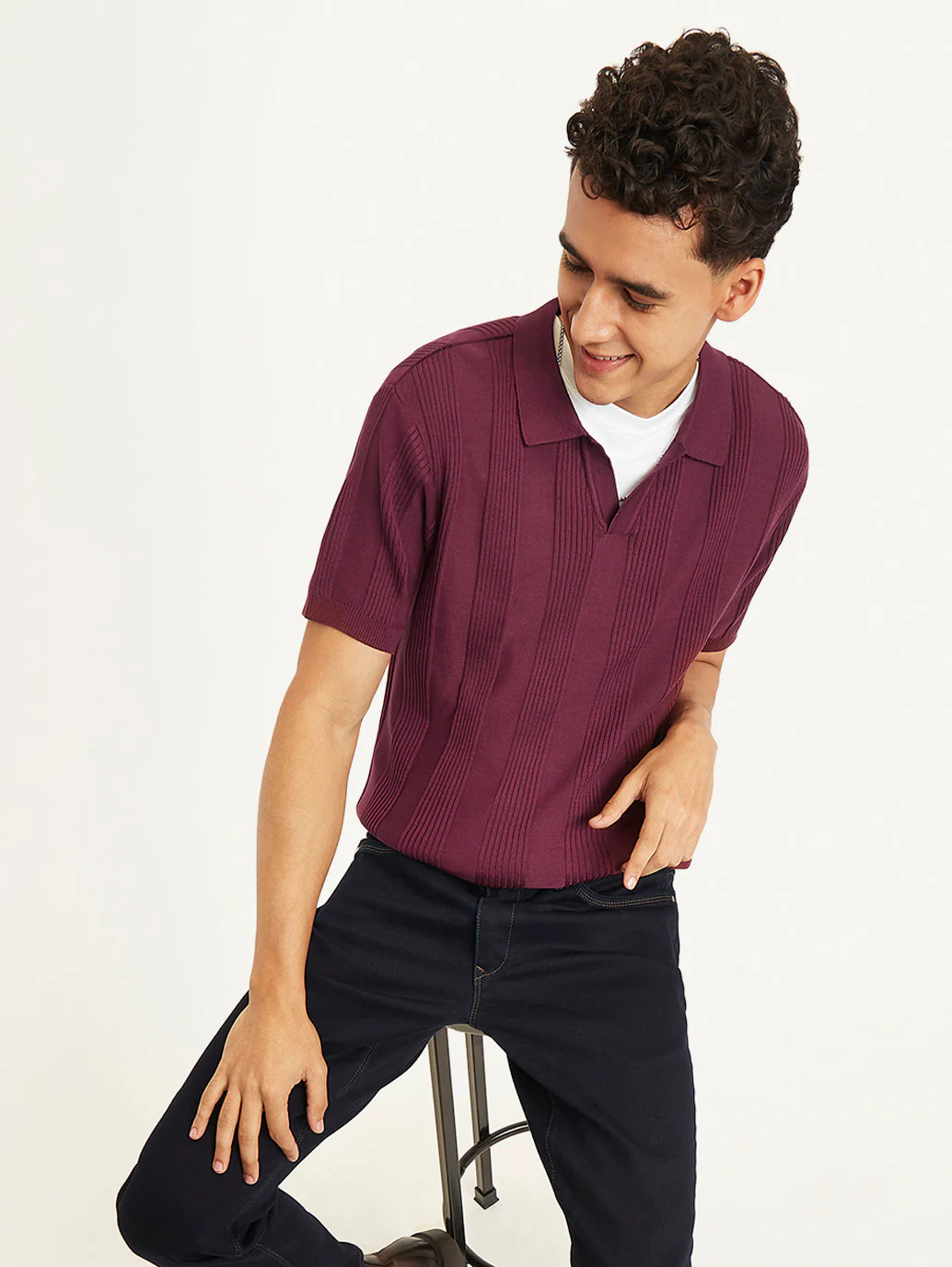 Men's Redloop Striped Slim Fit Polo T-Shirt - Image 3