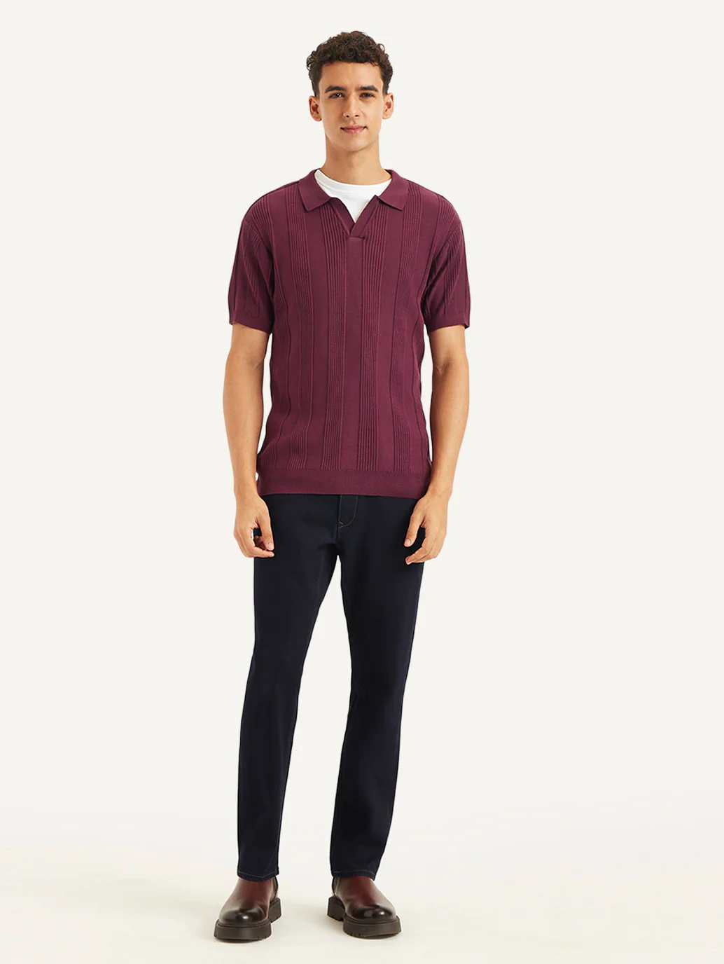 Men's Redloop Striped Slim Fit Polo T-Shirt - Image 4