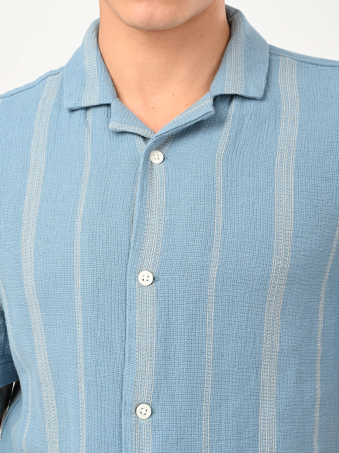 Men's Striped Slim Fit Resort Collar Shirt - Image 4