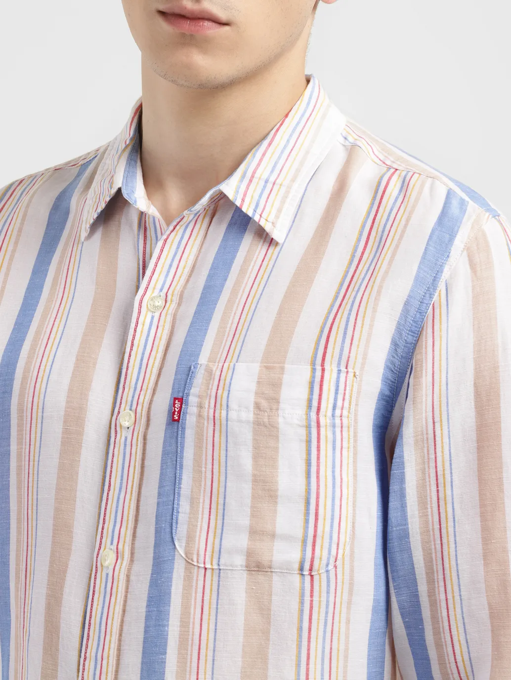 Men's Striped Slim Fit Linen Shirt - Image 5