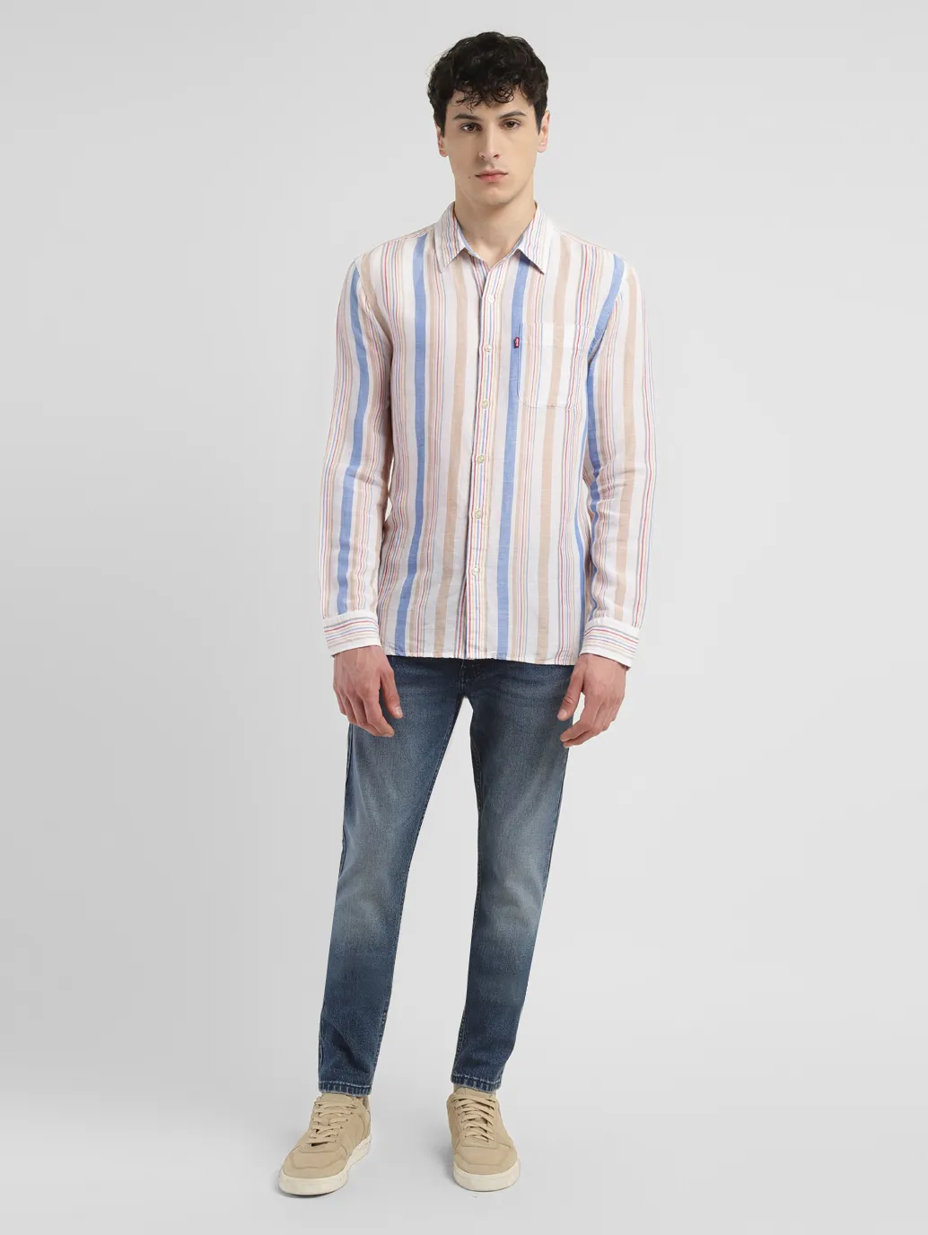 Men's Striped Slim Fit Linen Shirt - Image 6