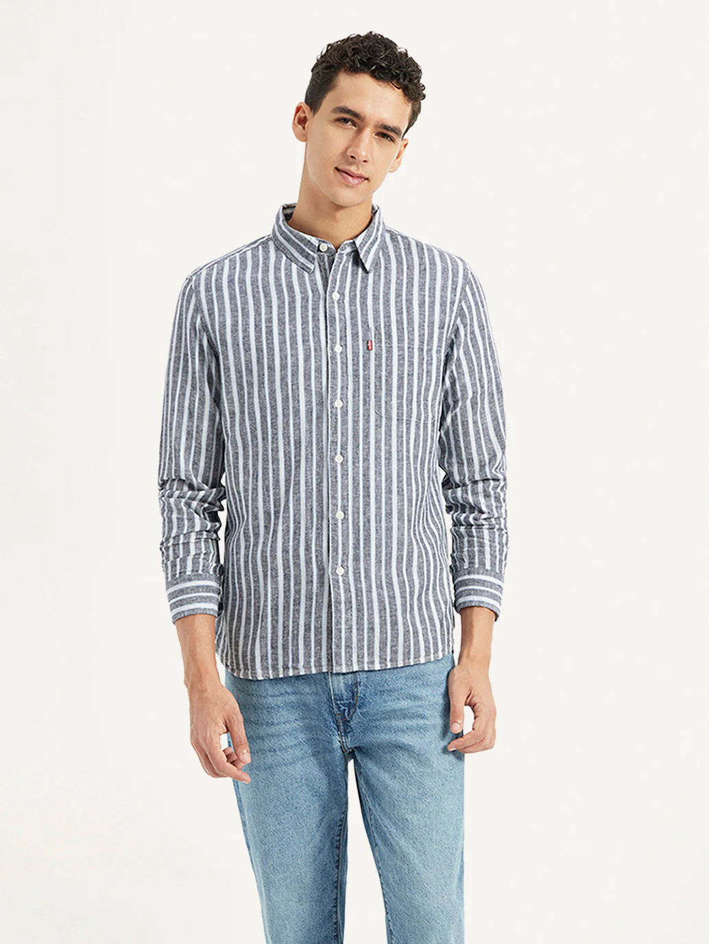 Men's Striped Slim Fit Linen Shirt
