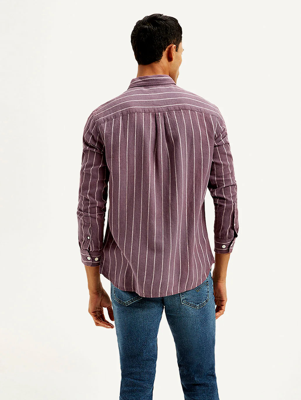 Men's Striped Slim Fit Linen Shirt - Image 3