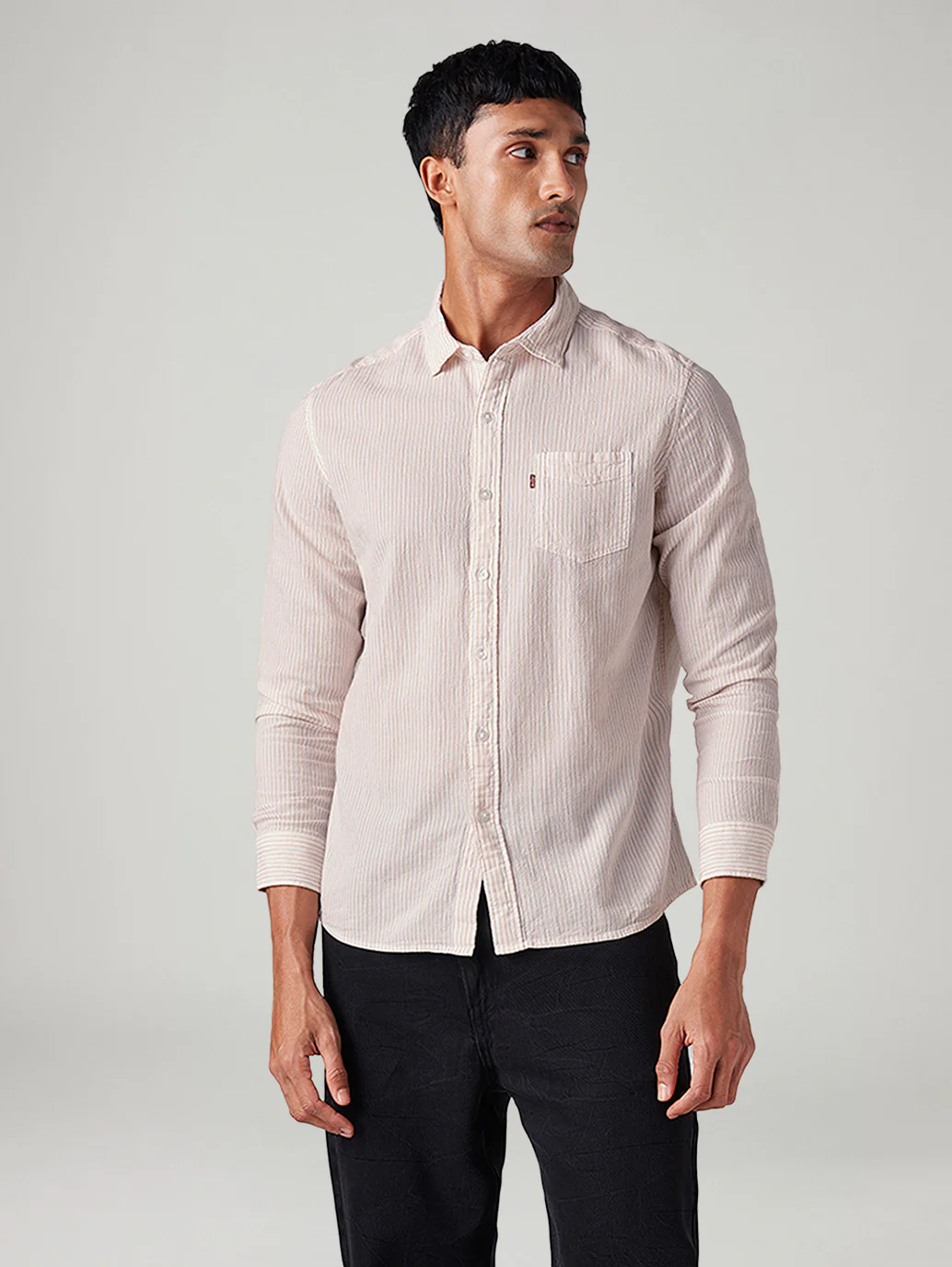 Men's Striped Slim Fit Textured Shirt - Image 2