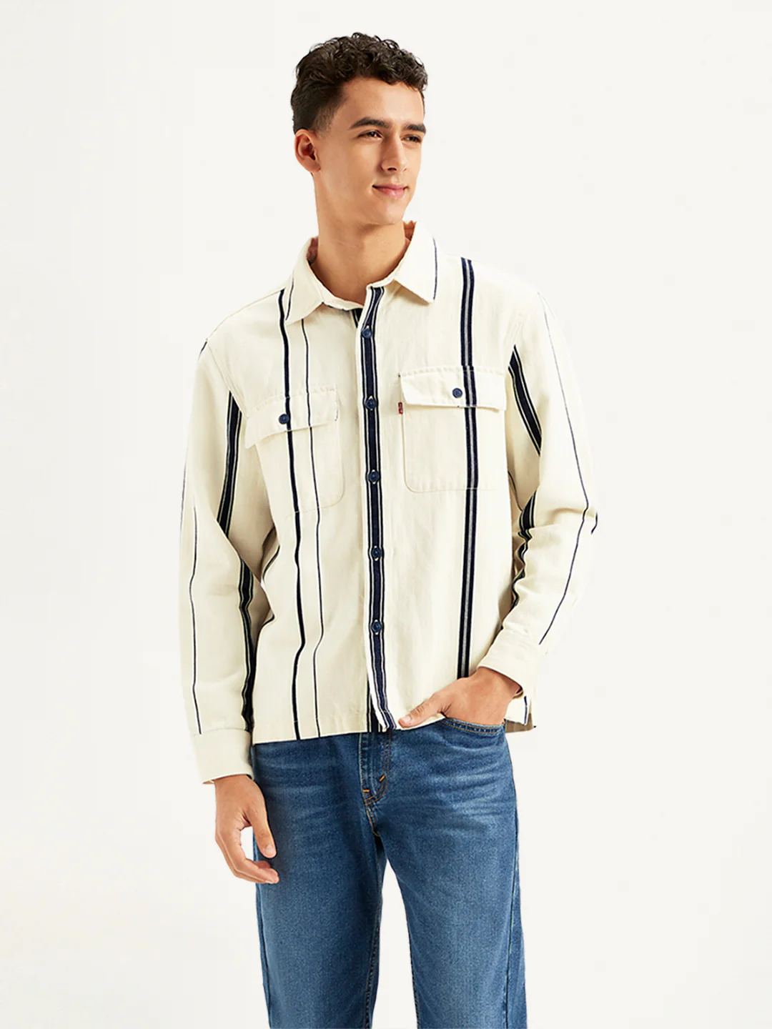 Men's Striped Regular Fit Shacket - Image 2
