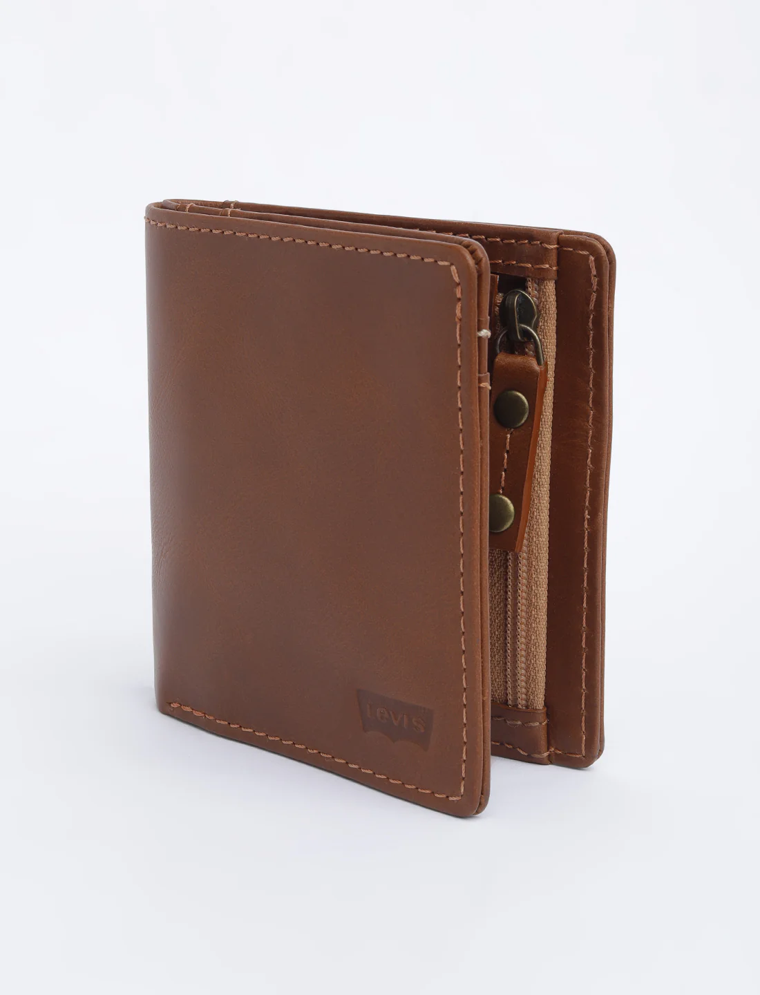 Men's Tan Solid Bi-Fold Wallet - Image 5