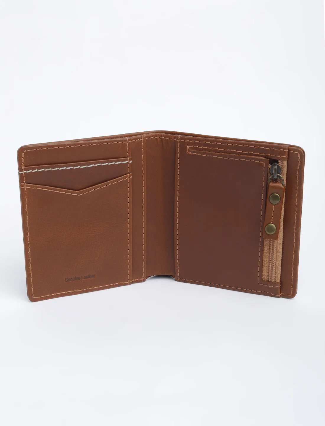 Men's Tan Solid Bi-Fold Wallet - Image 6