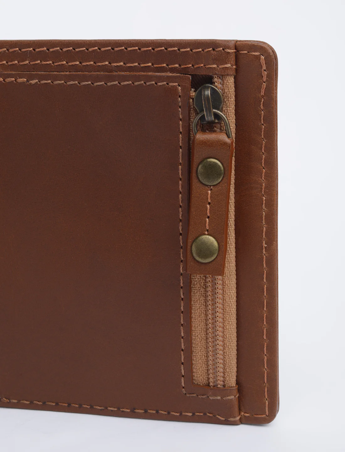 Men's Tan Solid Bi-Fold Wallet - Image 7