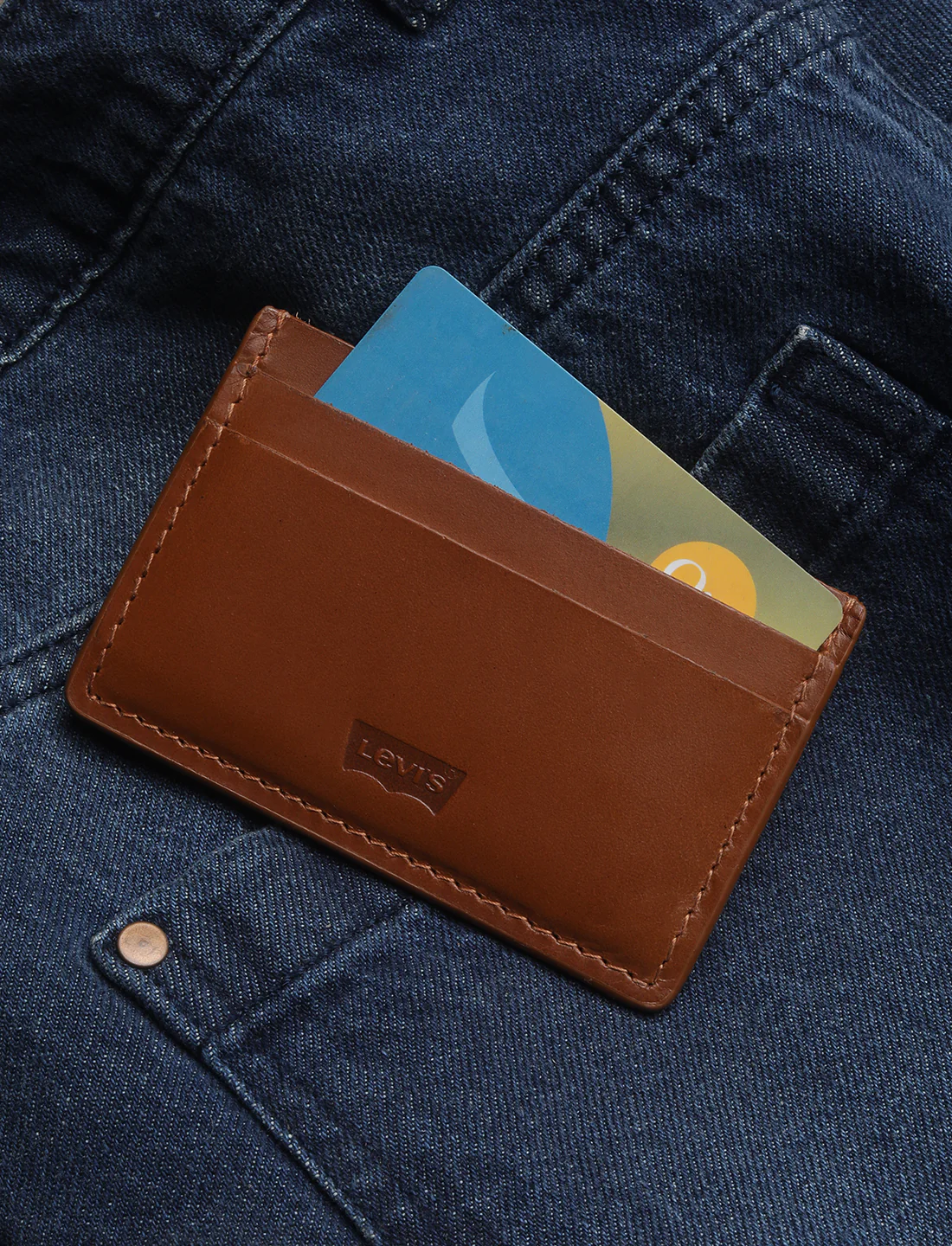 Men's Tan Solid Card Holder - Image 2